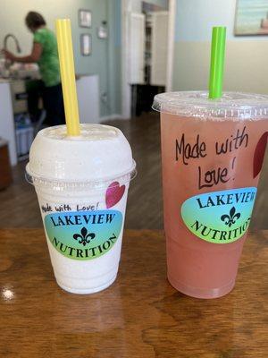 Banana moon pie shake and a Spa day tea for the bride.