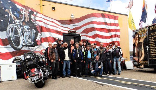 Group of German Motorcycle Riders visiting Thunder-Rode Motorcycle Accessories.