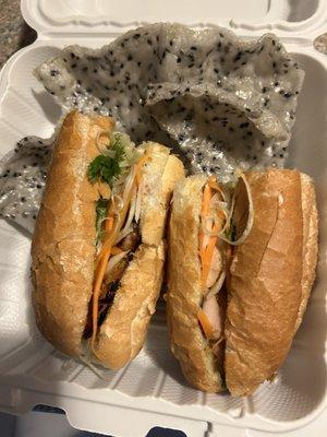 Grilled chicken bahn mi with sesame crackers