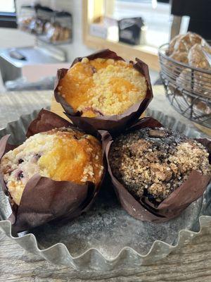 Blueberry Cream Cheese, Orange Cranberry, Double Chocolate Muffins