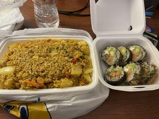 Fried rice and sushi