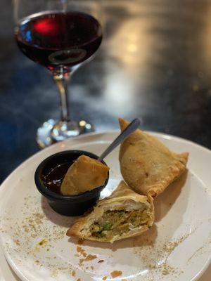 Appa 1. Fresh Vegetable Samosa; Red Wine