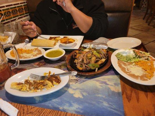 Shared a lunch, pork tamales, fajitas and some beers. As always sooo very good.