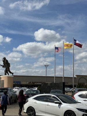 The Vietnamese war memorial in the parking lot