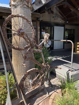 Bike Art under the misters outside