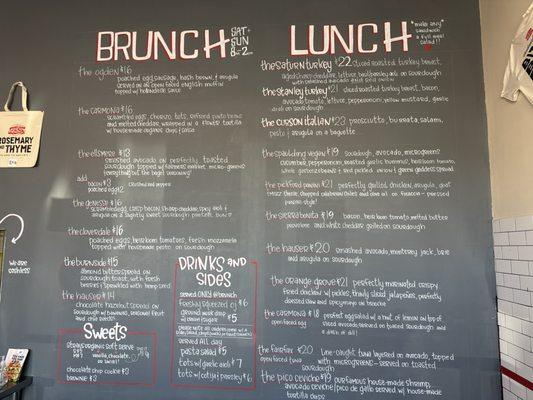 Brunch and lunch menu