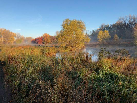 Beautiful ponds reflect the fall foliage in Downtown Saint Paul. A refreshing getaway.