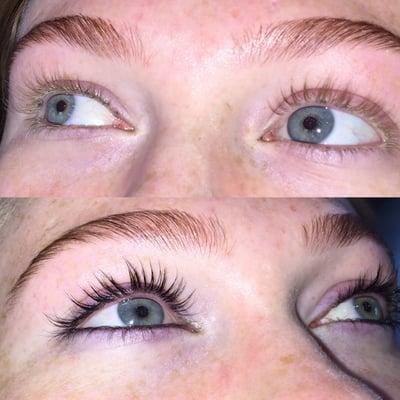 Lash tint before & after