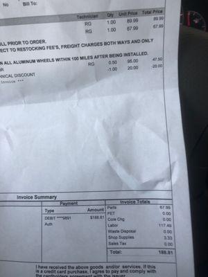 Charged for full alignment and charged $70 for a $20 dollar bolt