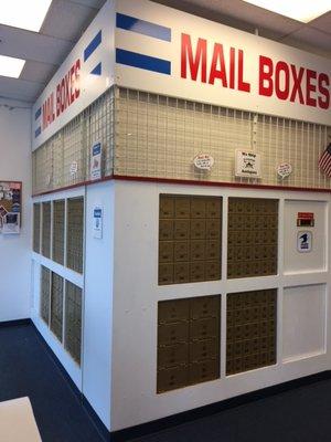 Private mailboxes in three sizes with an actual street address so you can receive packages. 24 hour access is available