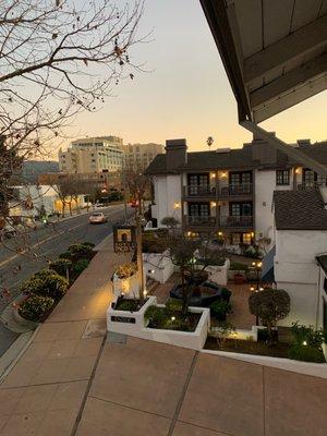 This was the beautiful view from our room balcony of the hotel and street.