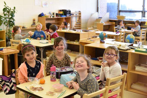 Children eating snack.