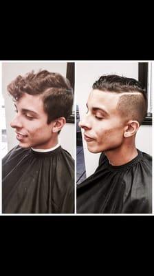 Before & After. Style cut w/ hard part.