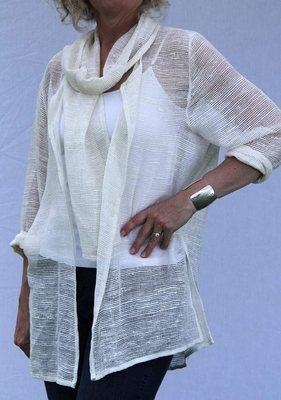 This one is beautiful! 100% silk cardigan jacket. Available with and without pockets and a matching scarf. Great for weddings too!