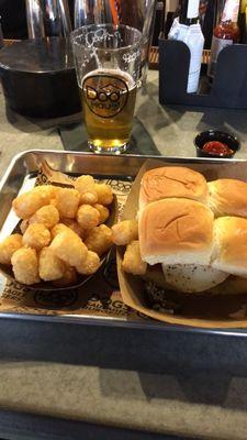 Little Mule burger paired with a Tivoli beer