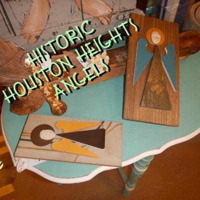 Made form reclaimed wood & tile pieces from the Historic Houston Heights. We think these would make awesome Christmas tree toppers!