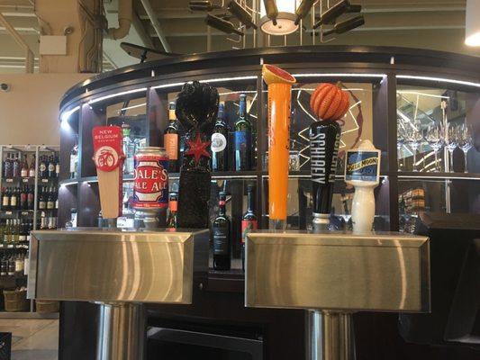 Beers on tap.