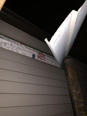 One piece of siding that came off. A few other pieces loose as well.