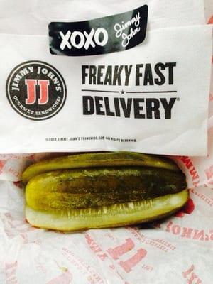 Gem's gemriffic, ginorormous kosher dill pickle quartered!