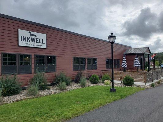 Inkwell sign and patio