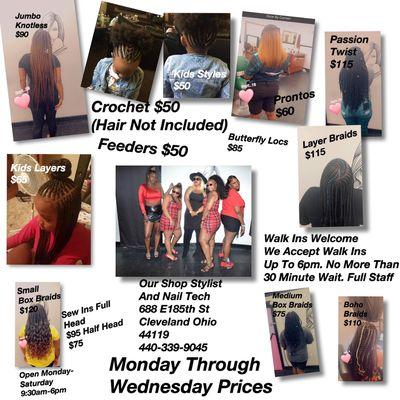 Monday Through Wednesday Special Prices In Photo