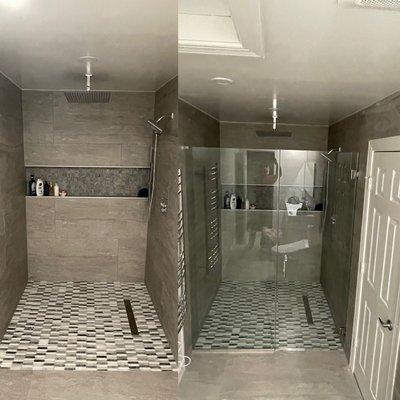 Before and after 
FRAMELESS SHOWER DOOR