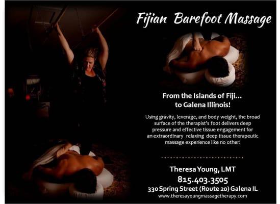 Fijian Barefoot Massage
 Deep tissue engagement. Deep relaxation.