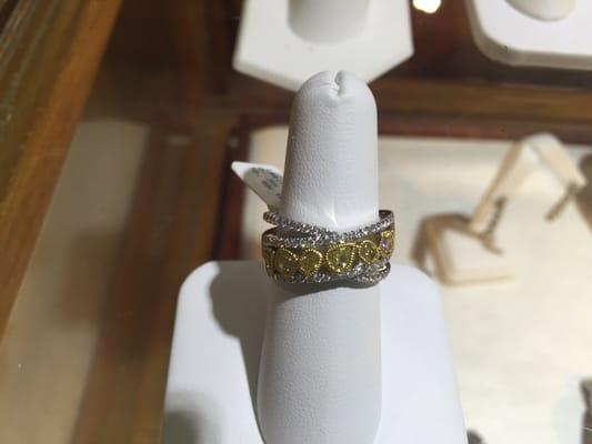 An option, a one of a kind piece with bezel set canary diamonds