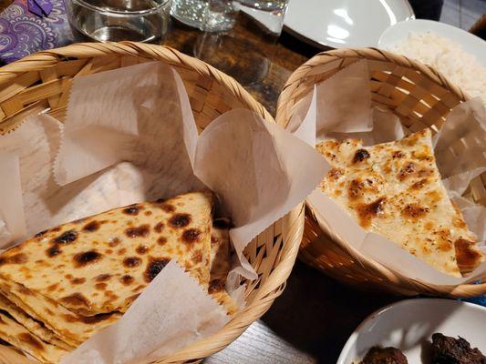 Garlic Naan and Aloo Paratha