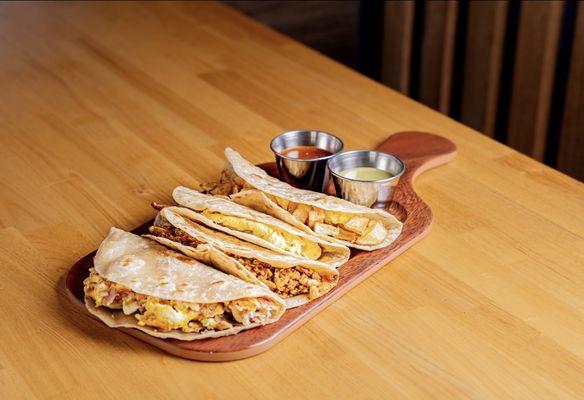 Breakfast Tacos made with Home Made Flour Tortillas