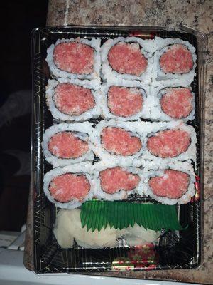 Spicy tuna roll double portion.