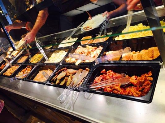 Breakfast Buffet includes fried chicken.