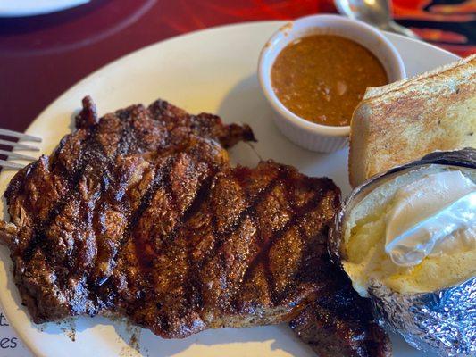 Ribeye with baked potato