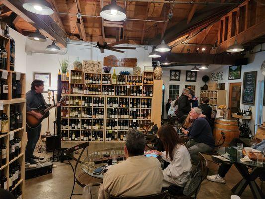 Wine flight and live music