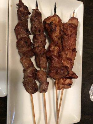 Chicken and lamb skewers