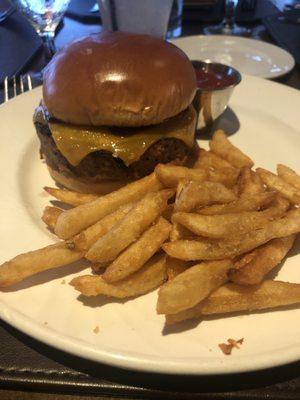 The Cheddar BBQ burger with an inch-thick Impossible Burger patty.