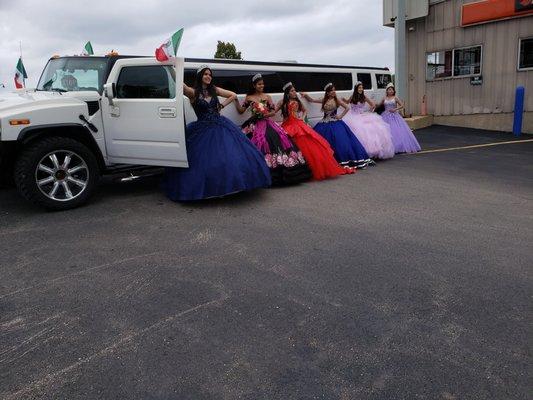 Quinceanera celebration in the Stretch Hummer