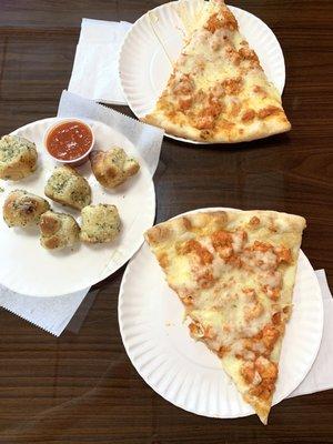 Buffalo Chicken Slices & Garlic Knots with Sauce