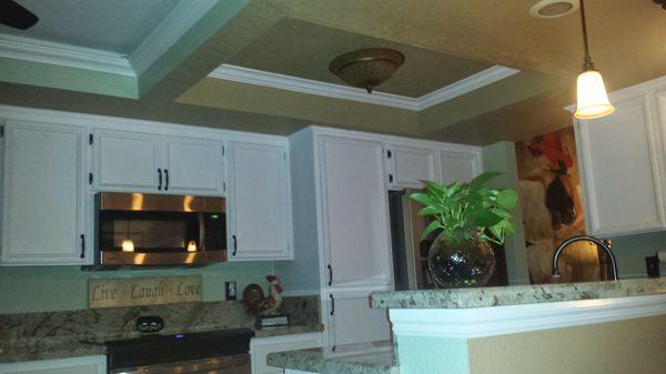 Reface cabinets pin lighting over bar Granite installation and Fabrication