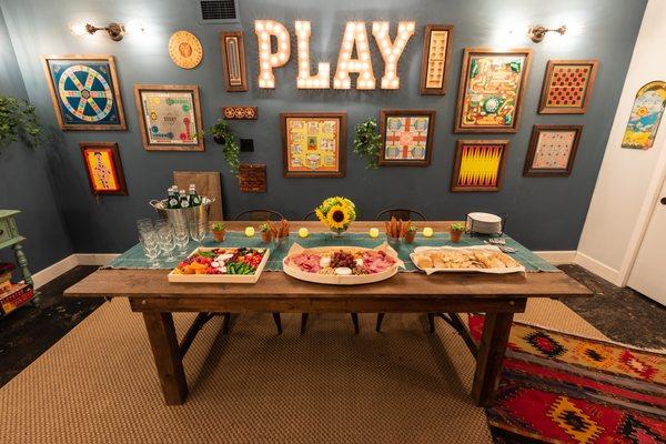 Celebrate your escape room victory or debrief with your team in The Game Room.