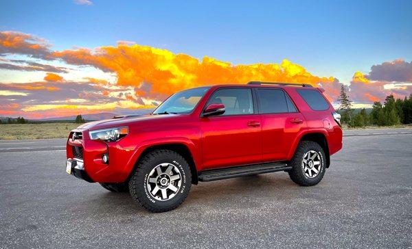 2020 4Runner originally tinted, PPFed, and CeramicPro Gold coated in 2020, at the end of a rainy day in Yellowstone National Park in 2023.