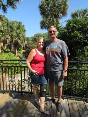 Patty & Paul on the bridge over the creek.