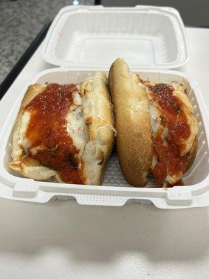 Chicken Parmigiana. Good portion with excellent sauce and lots of cheese and well- breaded chicken.