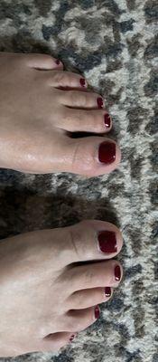 This picture is of my little piggy toes 3 weeks after my pedicure.