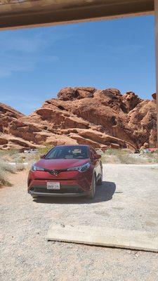 Happy car back at our weekend camp spot in Valley of Fire.