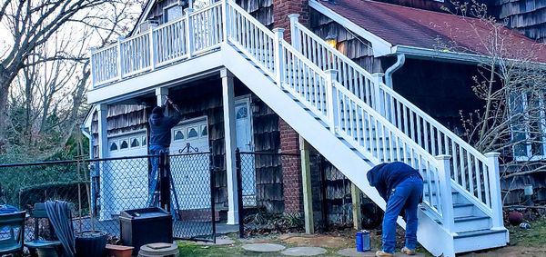 Trex Decking Refaced with PVC Railing & New Azek Columns Dix Hills