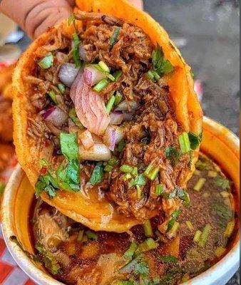 Birria with soup