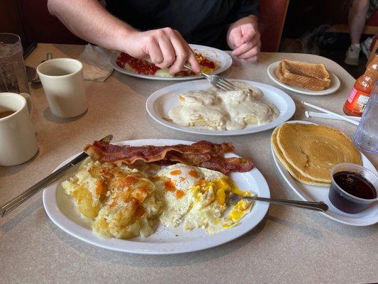 What a spread! Breakfast before hard work day