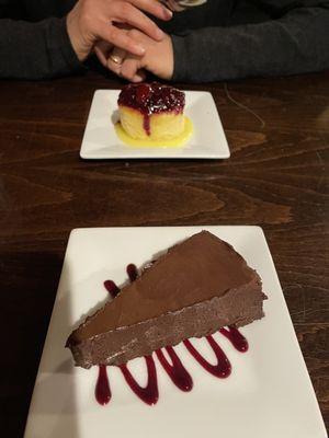 Chocolate torte. Lemon poppyseed cake.