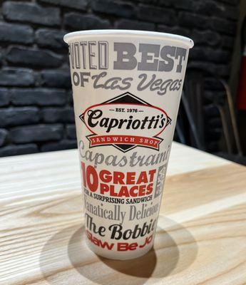 Drink Cup at Capriotti's.  I enjoyed Dr. Pepper and next time will get Root Beer.